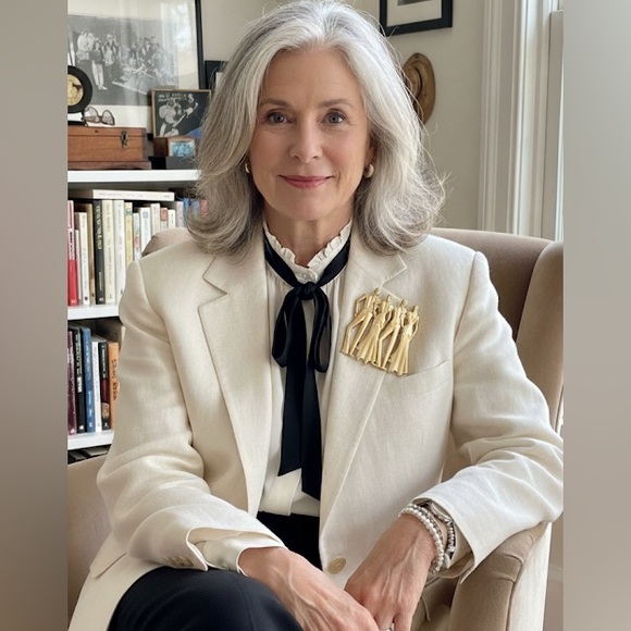 Vintage  Gold Couples Fashion Brooch - Picture 2 of 4